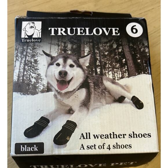 Dog Shoes Large All Weather Hot Surfaces Snow Cold Waterproof Black True Love - Picture 1 of 9